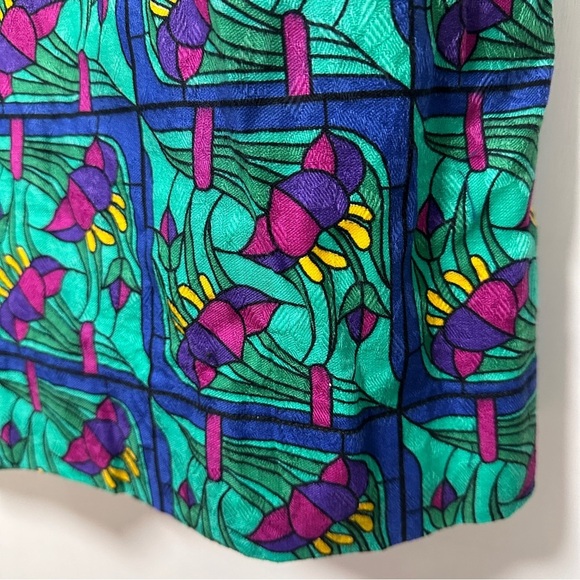 Vintage Doncaster Green Floral Print Pleated Midi Skirt Women’s Size 14 Retro - Picture 13 of 16